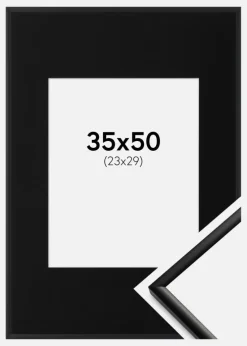 Ramme New Lifestyle Mat Sort 35x50 cm - Passepartout Sort 24x30 cm