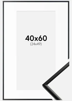Ramme New Lifestyle Mat Sort 40x60 cm - Passepartout Hvid 25x50 cm