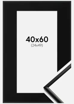 Ramme New Lifestyle Mat Sort 40x60 cm - Passepartout Sort 25x50 cm