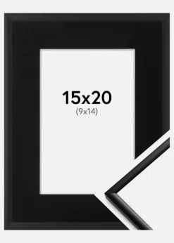 Ramme New Lifestyle Mat Sort 15x20 cm - Passepartout Sort 10x15 cm