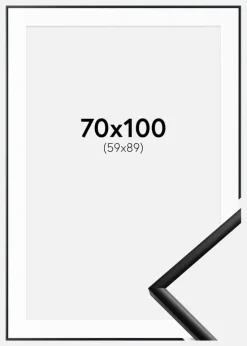 Ramme New Lifestyle Mat Sort 70x100 cm - Passepartout Hvid 60x90 cm