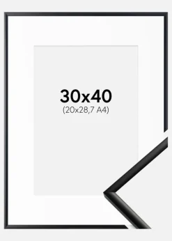 Ramme New Lifestyle Mat Sort 30x40 cm - Passepartout Hvid 21x29,7 cm (A4)