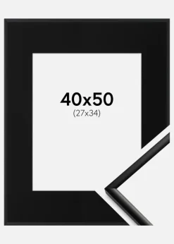 Ramme New Lifestyle Mat Sort 40x50 cm - Passepartout Sort 28x35 cm