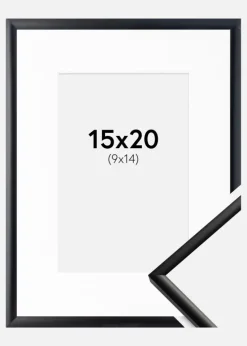 Ramme New Lifestyle Mat Sort 15x20 cm - Passepartout Hvid 10x15 cm
