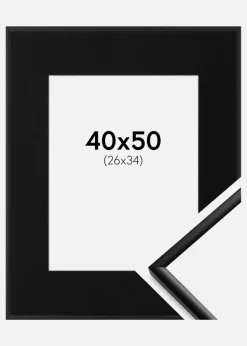 Ramme New Lifestyle Mat Sort 40x50 cm - Passepartout Sort 27x35 cm
