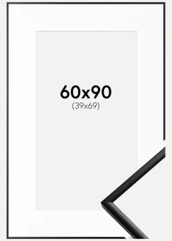 Ramme New Lifestyle Mat Sort 60x90 cm - Passepartout Hvid 40x70 cm