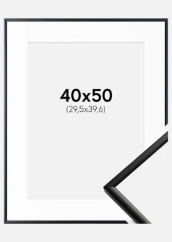 Ramme New Lifestyle Mat Sort 40x50 cm - Passepartout Hvid 12x16 inches