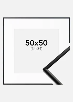 Ramme New Lifestyle Mat Sort 50x50 cm - Passepartout Hvid 35x35 cm