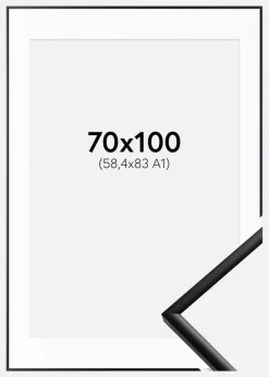 Ramme New Lifestyle Mat Sort 70x100 cm - Passepartout Hvid 59,4x84 cm (A1)