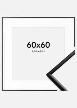 Ramme New Lifestyle Mat Sort 60x60 cm - Passepartout Hvid 45x45 cm