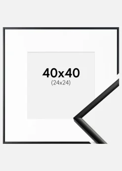 Ramme New Lifestyle Mat Sort 40x40 cm - Passepartout Hvid 25x25 cm