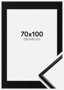 Ramme New Lifestyle Mat Sort 70x100 cm - Passepartout Sort 59,4x84 cm (A1)