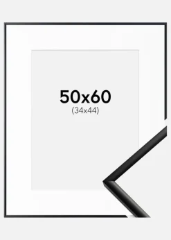 Ramme New Lifestyle Mat Sort 50x60 cm - Passepartout Hvid 35x45 cm