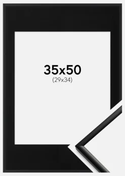 Ramme New Lifestyle Mat Sort 35x50 cm - Passepartout Sort 25x35 cm