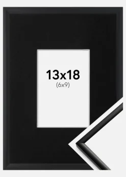 Ramme New Lifestyle Mat Sort 13x18 cm - Passepartout Sort 7x10 cm