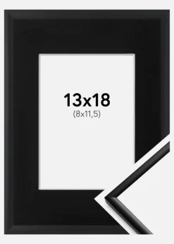 Ramme New Lifestyle Mat Sort 13x18 cm - Passepartout Sort 9x12 cm