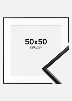 Ramme New Lifestyle Mat Sort 50x50 cm - Passepartout Hvid 40x40 cm