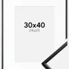 Ramme New Lifestyle Mat Sort 30x40 cm - Passepartout Hvid 20x28 cm