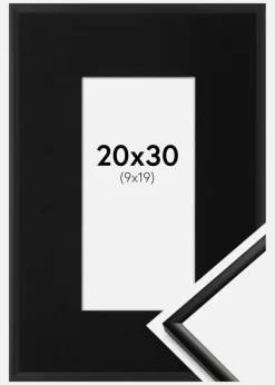 Ramme New Lifestyle Mat Sort 20x30 cm - Passepartout Sort 10x20 cm