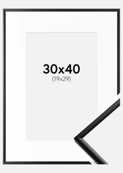 Ramme New Lifestyle Mat Sort 30x40 cm - Passepartout Hvid 20x30 cm
