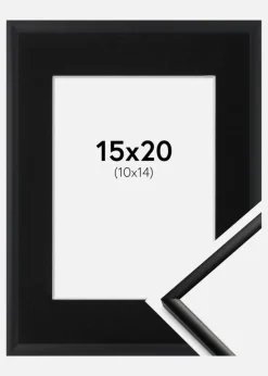 Ramme New Lifestyle Mat Sort 15x20 cm - Passepartout Sort 11x15 cm
