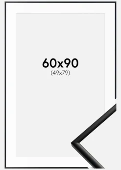 Ramme New Lifestyle Mat Sort 60x90 cm - Passepartout Hvid 50x80 cm