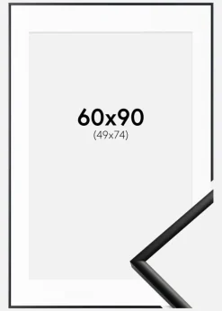 Ramme New Lifestyle Mat Sort 60x90 cm - Passepartout Hvid 50x75 cm