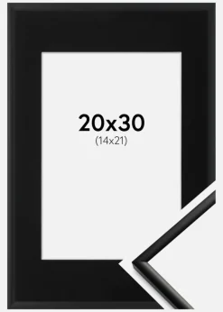 Ramme New Lifestyle Mat Sort 20x30 cm - Passepartout Sort 15x22 cm