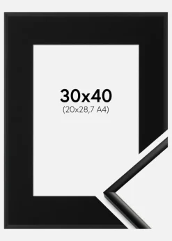 Ramme New Lifestyle Mat Sort 30x40 cm - Passepartout Sort 21x29,7 cm (A4)