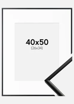 Ramme New Lifestyle Mat Sort 40x50 cm - Passepartout Hvid 27x35 cm