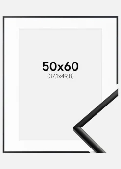 Ramme New Lifestyle Mat Sort 50x60 cm - Passepartout Hvid 15x20 inches
