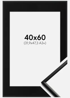 Ramme New Lifestyle Mat Sort 40x60 cm - Passepartout Sort 32,9x48,3 cm (A3+)