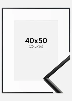Ramme New Lifestyle Mat Sort 40x50 cm - Passepartout Hvid 27,5x37 cm