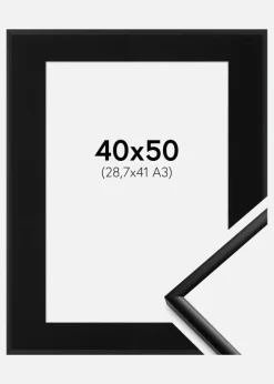 Ramme New Lifestyle Mat Sort 40x50 cm - Passepartout Sort 29,7x42 cm (A3)