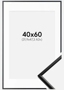 Ramme New Lifestyle Mat Sort 40x60 cm - Passepartout Hvid 32,9x48,3 cm (A3+)