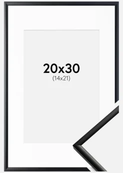 Ramme New Lifestyle Mat Sort 20x30 cm - Passepartout Hvid 15x22 cm