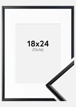 Ramme New Lifestyle Mat Sort 18x24 cm - Passepartout Hvid 13x17 cm