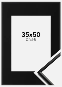 Ramme New Lifestyle Mat Sort 35x50 cm - Passepartout Sort 25x35 cm