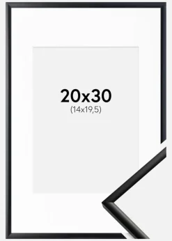 Ramme New Lifestyle Mat Sort 20x30 cm - Passepartout Hvid 15x21 cm (A5)