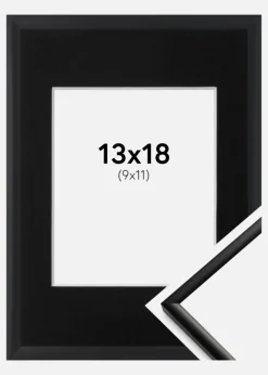 Ramme New Lifestyle Mat Sort 13x18 cm - Passepartout Sort 10x12 cm