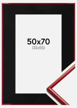 Ramme New Lifestyle Medium Red 50x70 cm - Passepartout Sort 33x56 cm