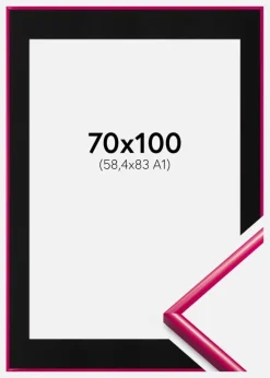 Ramme New Lifestyle Mørk Rosa 70x100 cm - Passepartout Sort 59,4x84 cm (A1)
