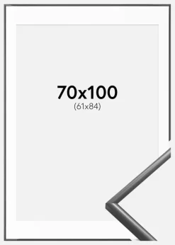 Ramme New Lifestyle Mørkegrå 70x100 cm - Passepartout Hvid 62x85 cm