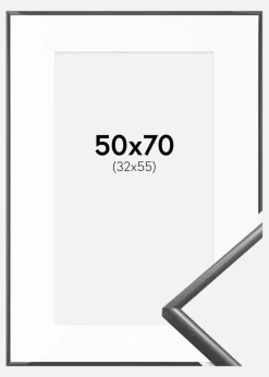 Ramme New Lifestyle Mørkegrå 50x70 cm - Passepartout Hvid 33x56 cm
