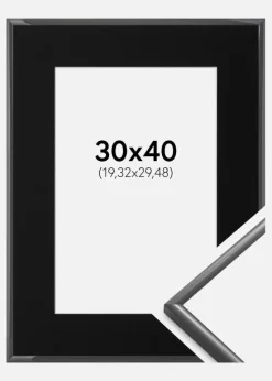 Ramme New Lifestyle Mørkegrå 30x40 cm - Passepartout Sort 8x12 inches