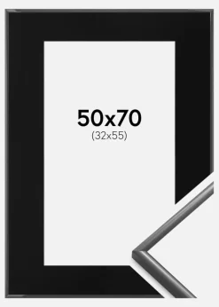 Ramme New Lifestyle Mørkegrå 50x70 cm - Passepartout Sort 33x56 cm