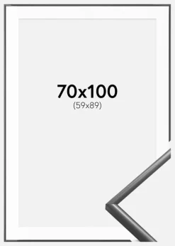 Ramme New Lifestyle Mørkegrå 70x100 cm - Passepartout Hvid 60x90 cm