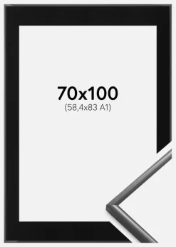 Ramme New Lifestyle Mørkegrå 70x100 cm - Passepartout Sort 59,4x84 cm (A1)