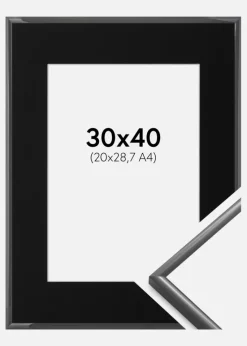 Ramme New Lifestyle Mørkegrå 30x40 cm - Passepartout Sort 21x29,7 cm (A4)