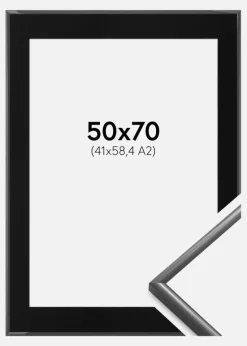 Ramme New Lifestyle Mørkegrå 50x70 cm - Passepartout Sort 42x59,4 cm (A2)